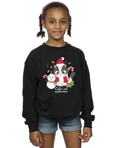 Christmas Girls Cat Chillin With Snowmies Sweatshirt - Picture 1 of 10
