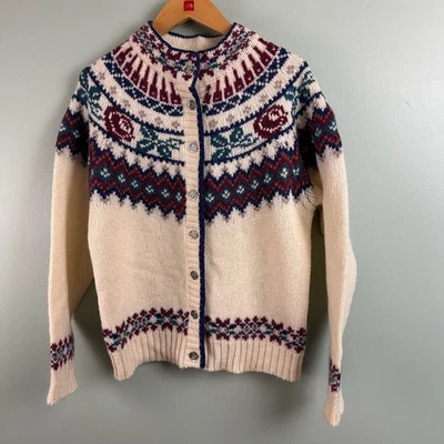 Suéter Woolrich Vintage Mujer Grande Fair Isle Mezcla Mohair Cárdigan Botón Años 90 Foto 1 de 4