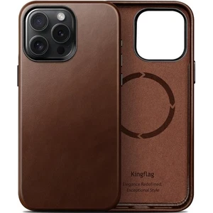 Genuine Leather Case for iPhone 15 Pro 6.1 inch Oil Wax Top-Grain Leather - Photo 1 sur 11