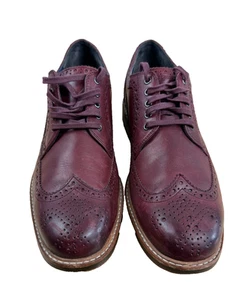 Cole Haan Red Wine Leather Cooper Oxford Wingtip Mens Shoes 8.5M - Picture 1 of 6