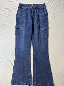 Paige Denim Dion Cargo Pockets High Rise Flare Bootcut Jeans Contemporary 29 - Picture 1 of 10