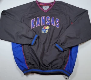 Chaqueta cortavientos Kansas Jayhawks para hombre 3XL bordada negra/gris manga larga - Imagen 1 de 6