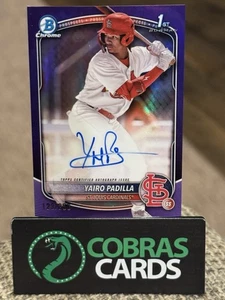 Bowman Chrome Yairo Padilla 2025 automático #CPA-YP refractor púrpura/250 - Imagen 1 de 2