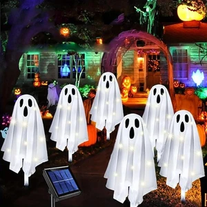 6er Pack Solarleuchten Halloween Geist Deko Außen Solar Lampen Wasserdicht - Bild 1 von 16