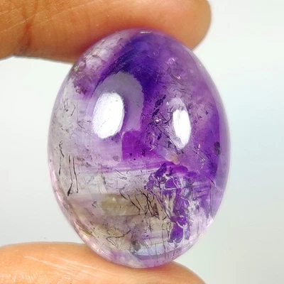 37.42 Ct  Natural Purple Candy Rutile Amethyst Quartz Oval Cab - 8757 - Image 1 of 2