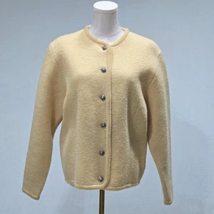 Tally Ho Cardigan Sweater Vintage Womens Wool Size 8 Yellowish-Beige-Cream - Picture 1 of 12