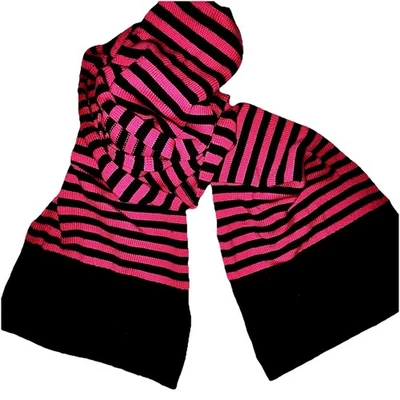 Kate Spade 100% Wool Lovely Pink and Black Striped Scarf Cozy Luxury Winter wear - Image 1 of 4