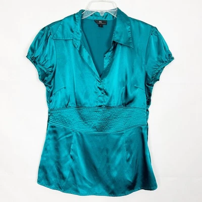 Top iZ Byer Años 90 Y2K Verde Azulado Cuello en V Talla Grande Fiesta Noche Salida Informal Foto 1 de 4