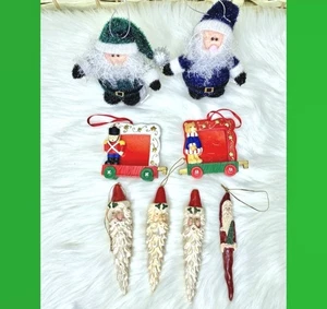 Vintage 8 Piece Assorted Christmas Tree Ornaments Santa & Picture Frames - Picture 1 of 9