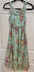 New With Tag Zunie Girls Sleeveless MIDI Size 10 Floral Sheer Lined Dress. - Picture 1 of 7