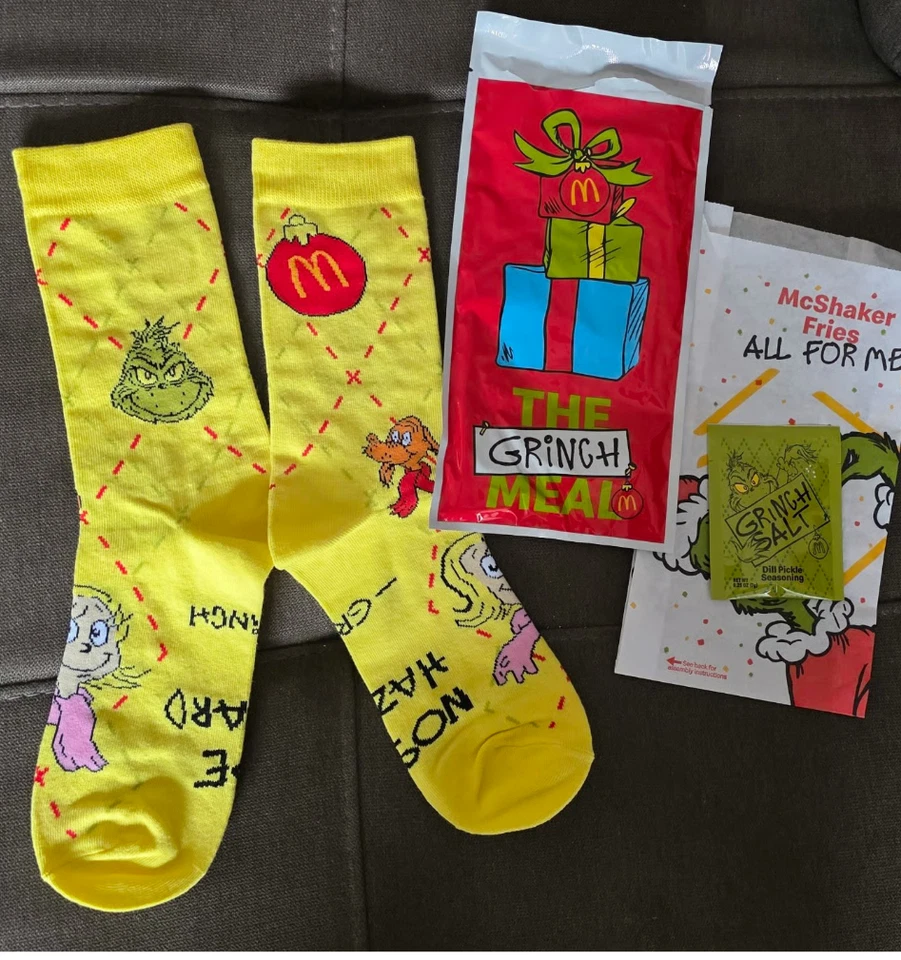 McDonald’s The Grinch Meal Calcetines Vacaciones Edición Limitada AMARILLO 2025 Nuevos + Sal Foto 1 de 1