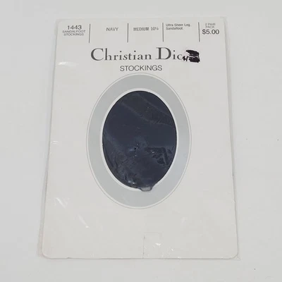 Medias Christian Dior Sandalia Mediana 10 1/2 AZUL MARINO #1443 Se Ajusta al Zapato 8-8.5 NUEVO Foto 1 de 4