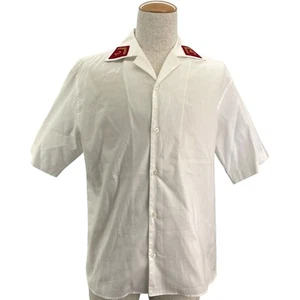 GUCCI Hemd mit offenem Kragen Weiß Baumwolle Kurzarm Herren - Bild 1 von 10