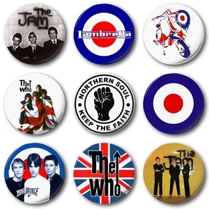MOD BADGES (Various Designs) - 1" / 25mm Button Badge - Jam Who Weller Scooter - Picture 1 of 11