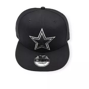 New Era Dallas Cowboys 9Fifty Black/Black & White Logo Adjustable Snapback Hat - Picture 1 of 6