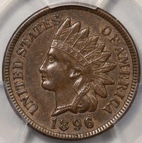 1896 Indian Cent PCGS AU-55 Cover