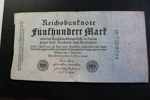 Germany - REICHSBANKNOTE FUNFHUNDERT MARK (500 MARK) 1923 O. 7209294 - Picture 1 of 2