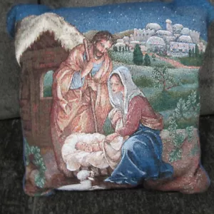Krippe Überwurf Kissen Weihnachten Wandteppich Nadelspitze gemütlich 15" x 15" - Bild 1 von 6