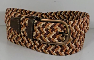 758025 MSBLT20 MEN'S BROWN MULTI WOVEN STRETCH KNIT BELT JOHNSTON & MURPHY - Image 1 of 3