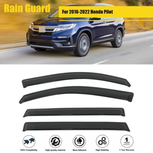 Black Auto Window Rain Guard 4pcs Compatible For 2016-2022 Honda Pilot Brand New - Picture 1 of 11
