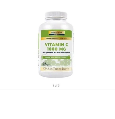 Nature's Lab Vitamina C 1000 mg., 240 Cápsulas Vegetarianas, Sin OGM, Sin Gluten Foto 1 de 3