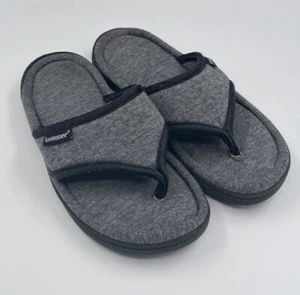 New Isotoner Cloth Sandals Slipper Soft Cushion US 6.5-7 Gray Black Trim - Picture 1 of 6