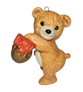 Vintage 1984 Hallmark Zimtbär Weihnachtsschmuck hält Glocke #2 in Serie - Bild 1 von 6