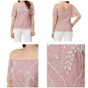 ADRIANNA PAPELL Beaded off Shoulder Top - UK 14/EU 42 RRP £159 NEW - Picture 1 of 11