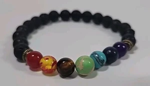 Unisex Essential Oil Diffuser Lava Stone Bracelet Aromatherapy 7 Chakra Healing - Picture 1 of 9