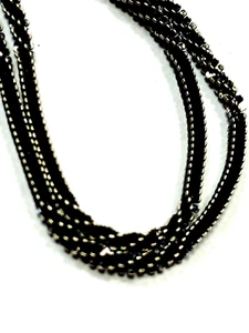 FANCY Link Necklace Black Oxidized Rhodium Real 925 Sterling Silver 16" long - Picture 1 of 4