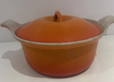 COUSANCES PADELLA CASSERUOLA IN GHISA ANTIFORNO ARANCIONE FRANCIA MANICO DBLE 21cm BA54 - Immagine 1 di 4