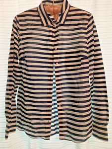 J. Crew Boy Blouse Blue & White stripes Size 4 Women - Picture 1 of 3