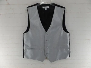 Mens Button Up Vest Waistcoat Size M Gray Black Metalic Silver - Picture 1 of 6