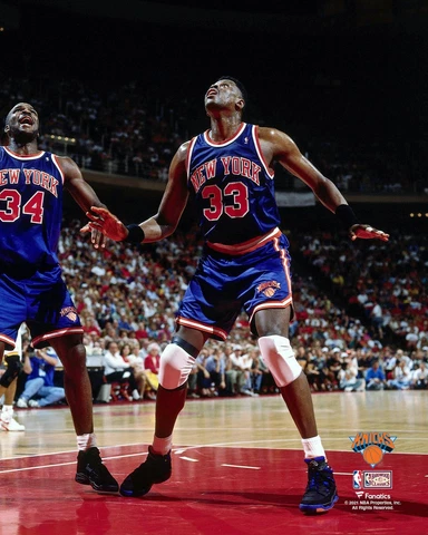 Patrick Ewing Knicks Unsigned Waiting For Rebound w/Charles Oakley Photo Cover