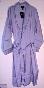 NWT Mens size L Embassy Apparel Light Woven Shawl Robe Blue Cotton 2 Pocket belt - Picture 1 of 1