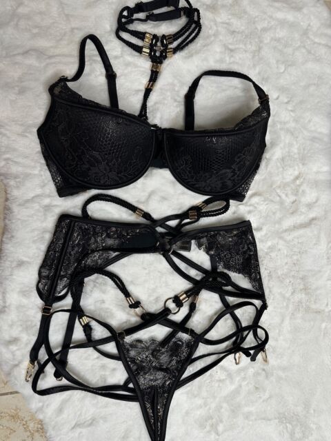 Victoria's Secret 32DDD,36C,36DD,36DDD BRA SET thong gold chain