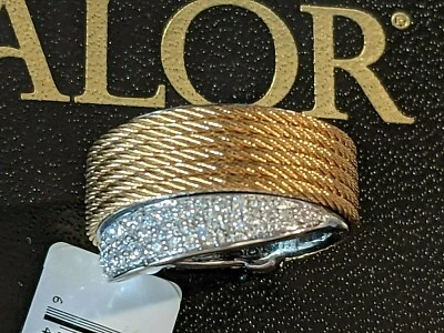 Anillo de cable de acero inoxidable rosa y oro blanco de 18 quilates ALOR $1,4 K 7 NUEVO CON ETIQUETAS Foto 1 de 4