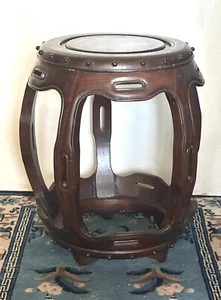 Antique Chinese  Huang Hua Li Wood 18” Tall Drum Stool In Pristine Condition - Picture 1 of 6