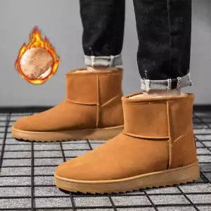 Men's High Top Snow Boots Warm Plush Bread Shoes Anti Skid Wear Resistant Rubber - Picture 1 of 25
