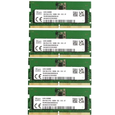 Hynix 32GB (4X8GB) DDR5 5600MHz PC5-44800 SODIMM Memory Ram (HMCG66AGBSA095N) - Image 1 of 4