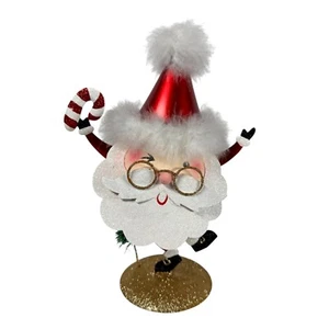 Pier 1 Metall Weihnachtsmann mit Zuckerstange und Weihnachtsbaum Glitzer Figur 12" RAR - Bild 1 von 6