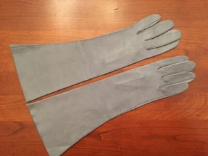 Vintage Kid Leather Gloves Grey Forearm Length Made in Italy Ladies 6 - Picture 1 of 12