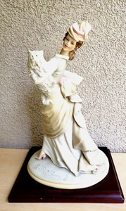 Vintage Capodimonte Unique signed B. MERLI figurine LADY WITH WHITE DOG made in  - Picture 1 of 17