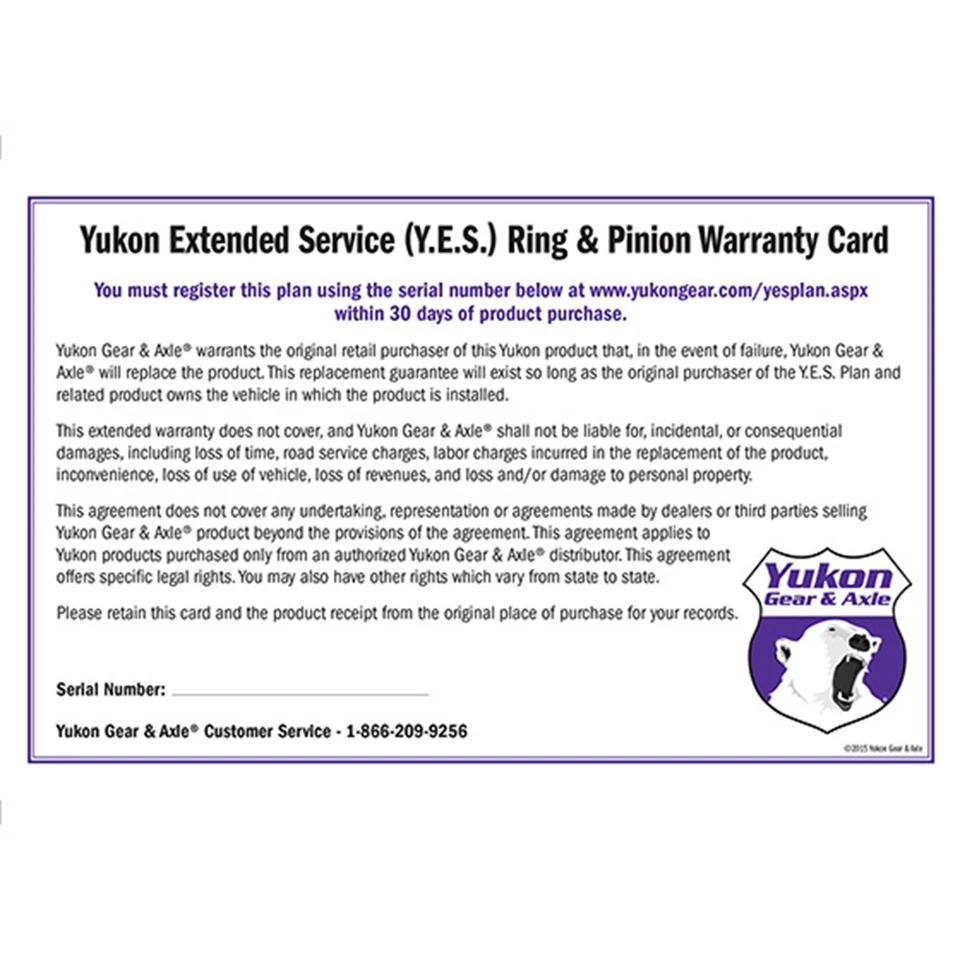 Yukon Gear & Axle YESRP YES Plan Extended Service Warranty Fits Wrangler (JL) - Image 1 of 1