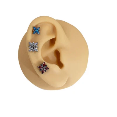 Titanium G23 Titanium Earring Flower Square Stud Earring for Women Body Piercing - Image 1 of 4