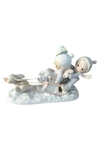๐จ Precious Moments 109819 OH WHAT FUN IT IS TO RIDE Figurine Christmas Vintage - Picture 1 of 7