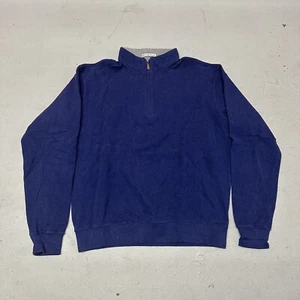Suéter Peter Millar Para Hombre Mediano Azul Marino Corona Comodidad 1/4 Cremallera 100% Algodón - Imagen 1 de 7