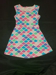Pre-Owned Wonder Nation Mermaid Pattern Girls Dress Size XS 4-5 - Picture 1 of 2