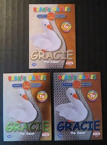 Biglietto Compleanno Ty Beanie Babies BBOC Serie II S2 Blu Verde Argento 258 GRACIE - Foto 1 di 2