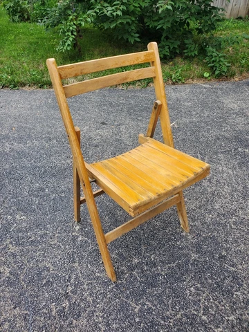 Vintage Wooden Slatedt Seat Folding Chair-Outdoor/Indoor Cover